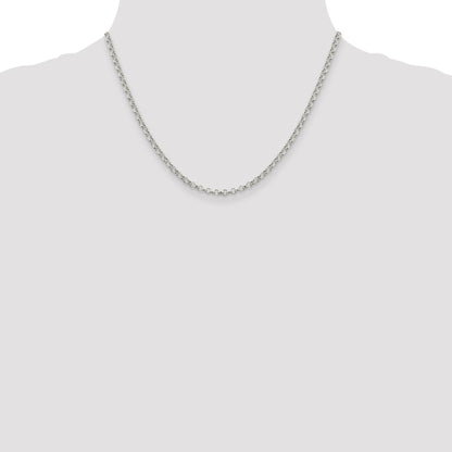 18 Inch Sterling Silver 3mm Semi-Solid Rolo Chain Necklace
