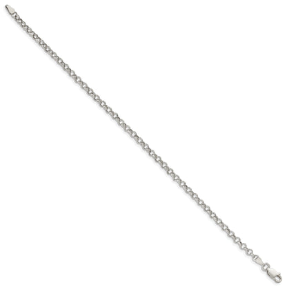 8 Inch Sterling Silver 3mm Semi-Solid Rolo Chain Bracelet