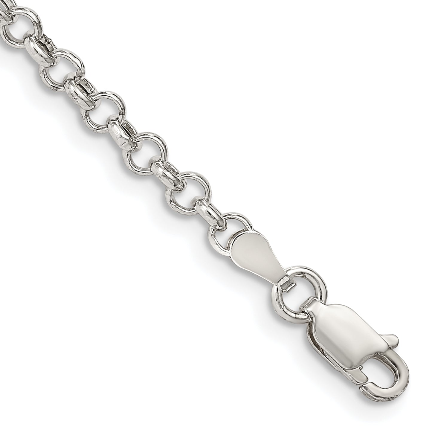 7 Inch Sterling Silver 3mm Semi-Solid Rolo Chain Bracelet