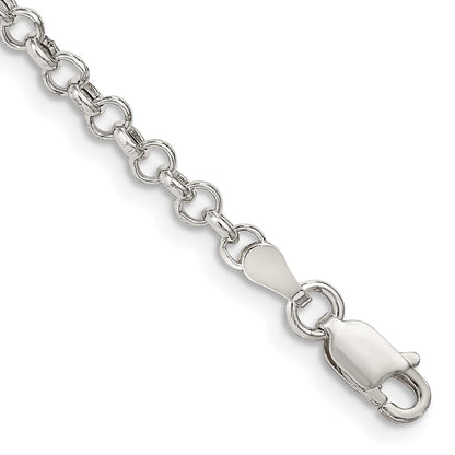8 Inch Sterling Silver 3mm Semi-Solid Rolo Chain Bracelet
