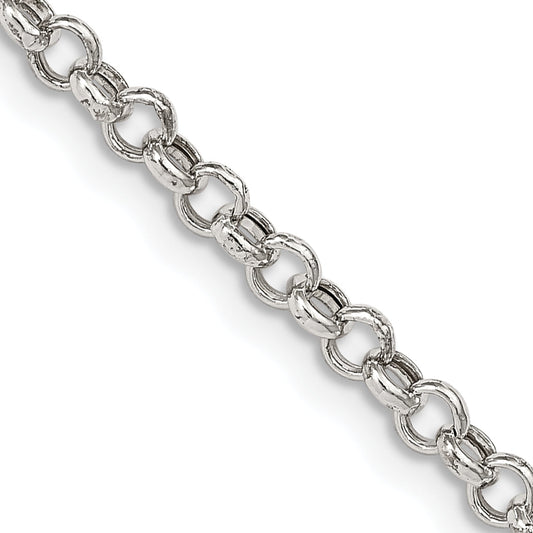 18 Inch Sterling Silver 3mm Semi-Solid Rolo Chain Necklace