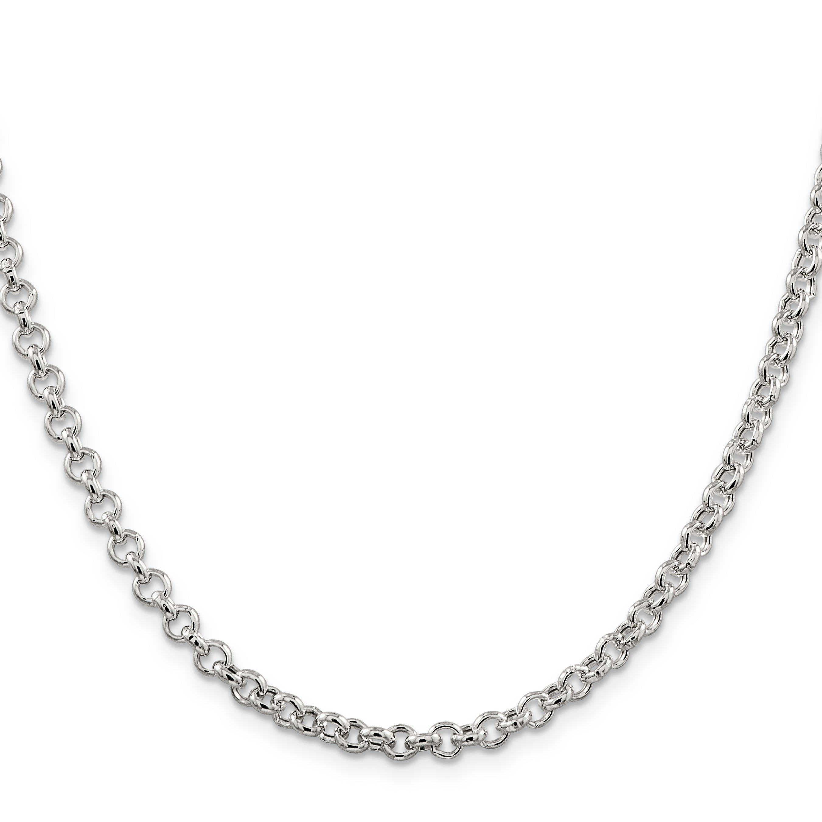 20 Inch Sterling Silver 4.25mm Semi-Solid Rolo Chain Necklace