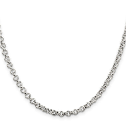 18 Inch Sterling Silver 4.25mm Semi-Solid Rolo Chain Necklace