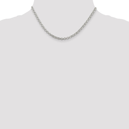 16 Inch Sterling Silver 4.25mm Semi-Solid Rolo Chain Necklace