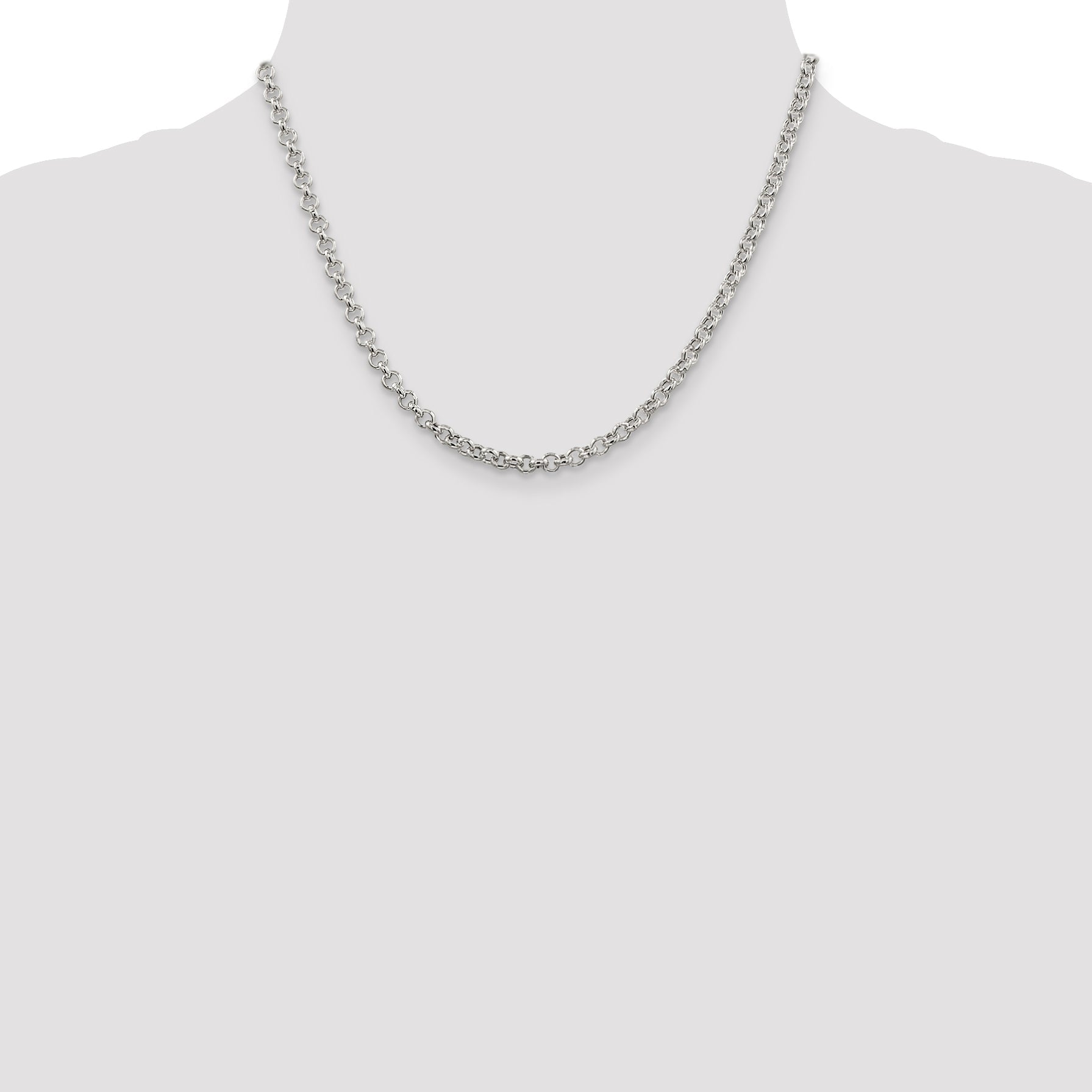 18 Inch Sterling Silver 4.25mm Semi-Solid Rolo Chain Necklace
