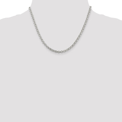 18 Inch Sterling Silver 4.25mm Semi-Solid Rolo Chain Necklace