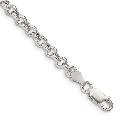 7 Inch Sterling Silver 4.25mm Semi-Solid Rolo Chain Bracelet
