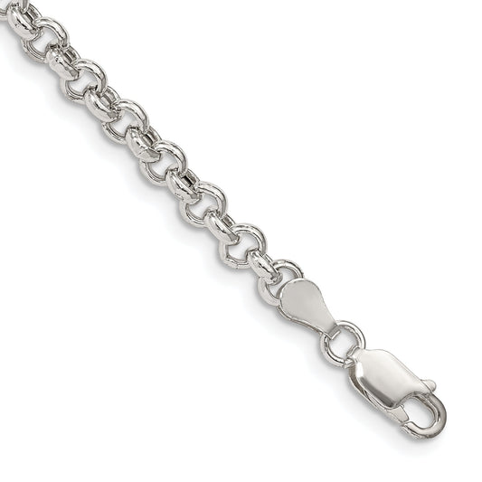 7 Inch Sterling Silver 4.25mm Semi-Solid Rolo Chain Bracelet