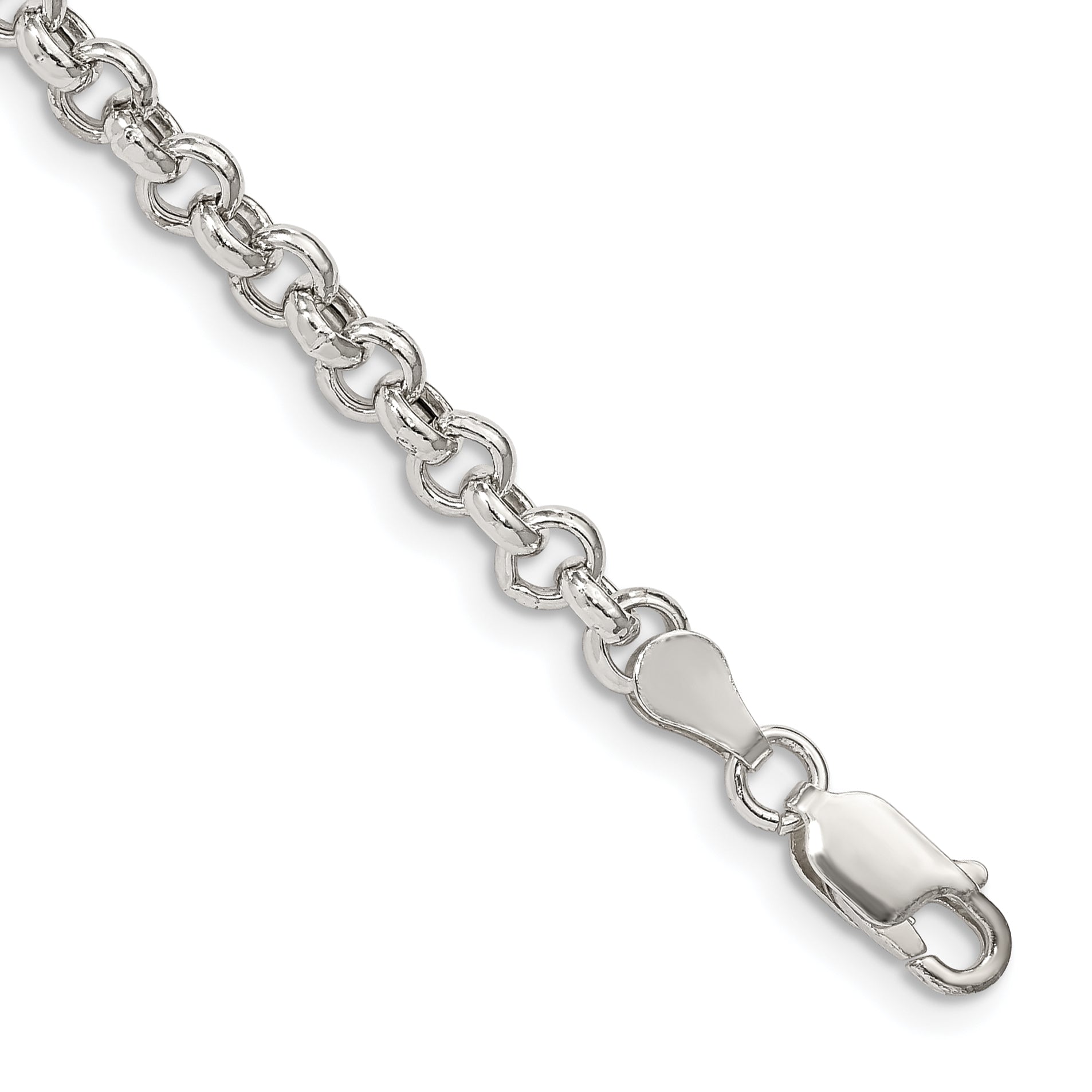 8 Inch Sterling Silver 4.25mm Semi-Solid Rolo Chain Bracelet