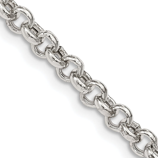 24 Inch Sterling Silver 4.25mm Semi-Solid Rolo Chain Necklace