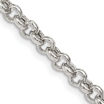 18 Inch Sterling Silver 4.25mm Semi-Solid Rolo Chain Necklace