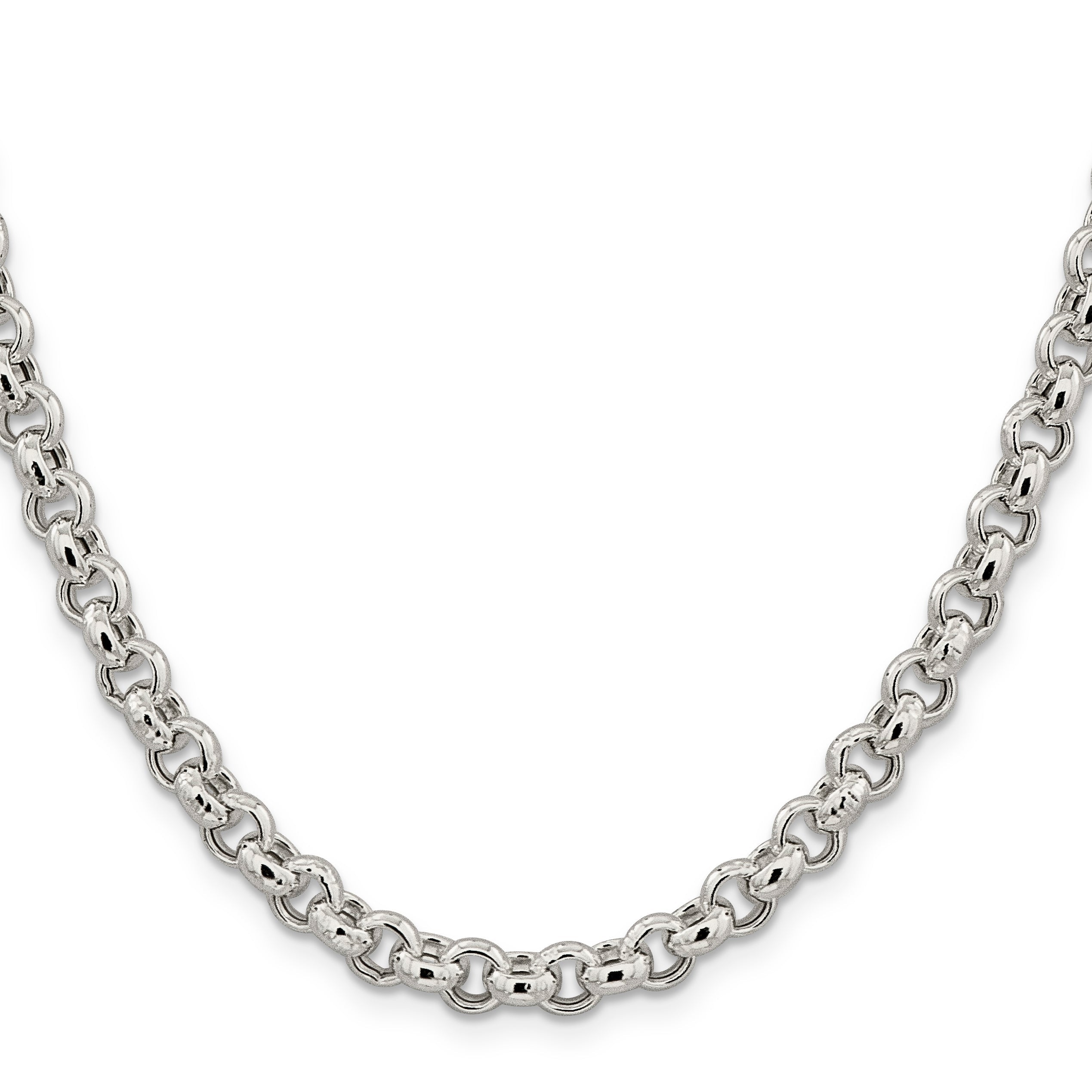 16 Inch Sterling Silver 6.5mm Semi-Solid Rolo Chain Necklace