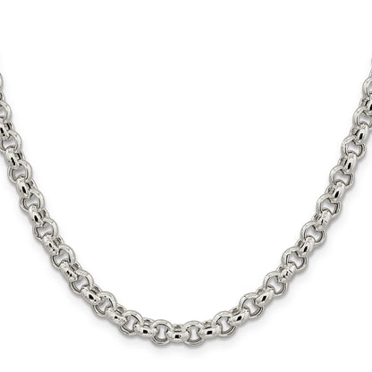 18 Inch Sterling Silver 6.5mm Semi-Solid Rolo Chain Necklace