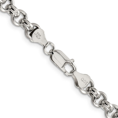 16 Inch Sterling Silver 6.5mm Semi-Solid Rolo Chain Necklace