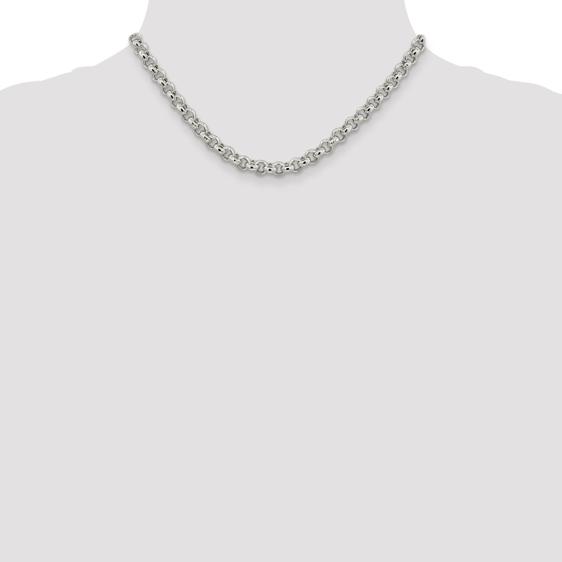 16 Inch Sterling Silver 6.5mm Semi-Solid Rolo Chain Necklace