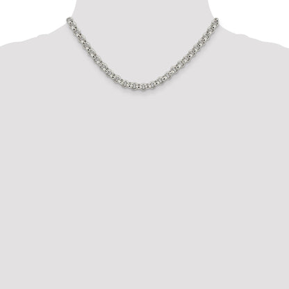 16 Inch Sterling Silver 6.5mm Semi-Solid Rolo Chain Necklace