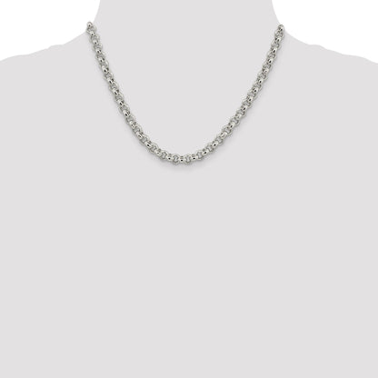 18 Inch Sterling Silver 6.5mm Semi-Solid Rolo Chain Necklace