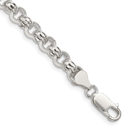 7 Inch Sterling Silver 6.5mm Semi-Solid Rolo Chain Bracelet