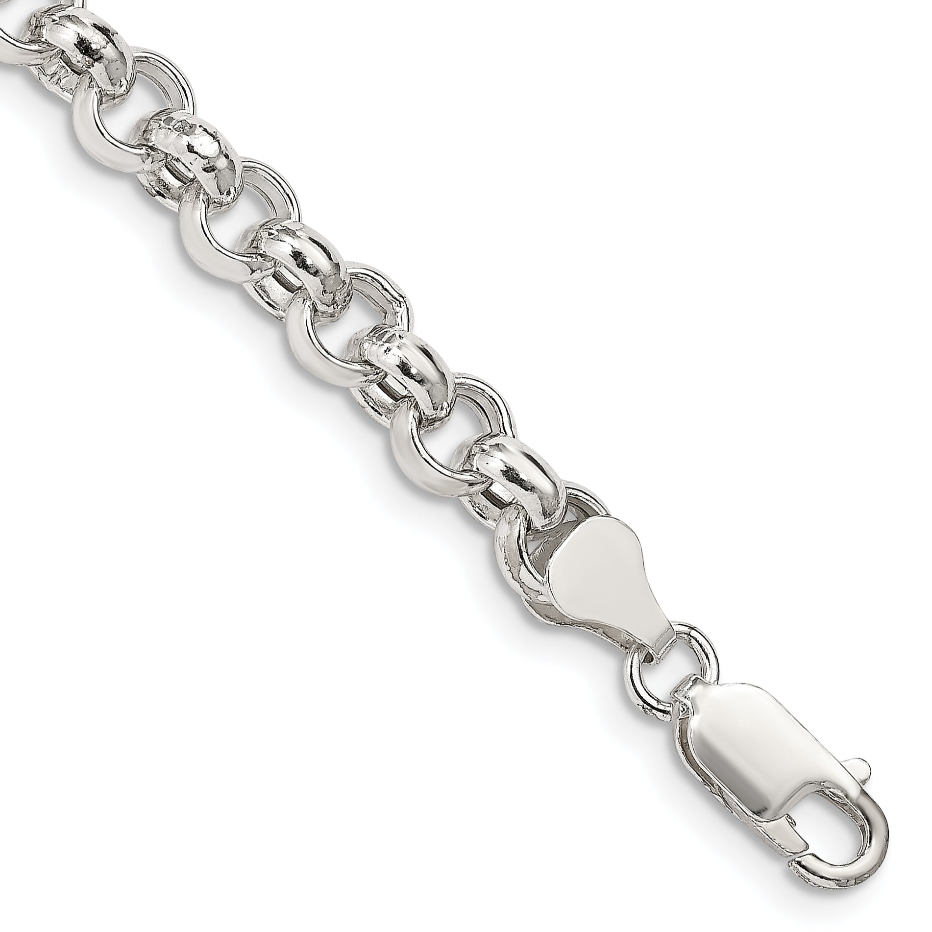 8 Inch Sterling Silver 6.5mm Semi-Solid Rolo Chain Bracelet