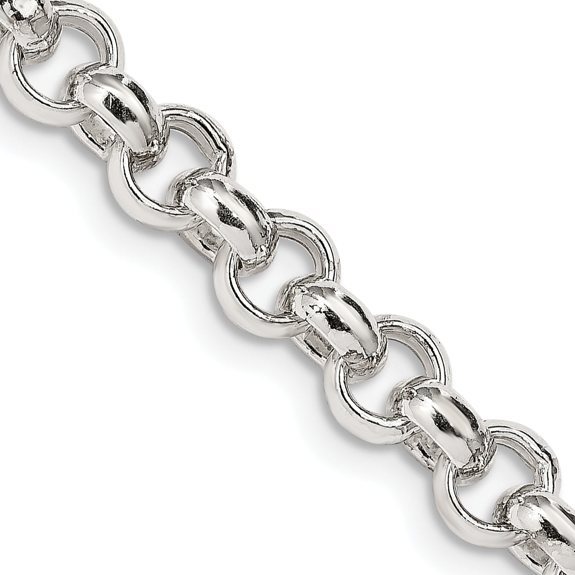 16 Inch Sterling Silver 6.5mm Semi-Solid Rolo Chain Necklace