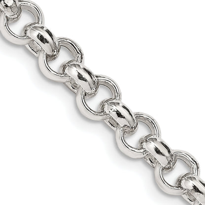 20 Inch Sterling Silver 6.5mm Semi-Solid Rolo Chain Necklace
