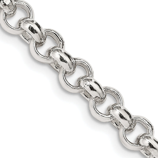 20 Inch Sterling Silver 6.5mm Semi-Solid Rolo Chain Necklace