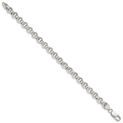8 Inch Sterling Silver 7.75mm Semi-Solid Rolo Chain Bracelet