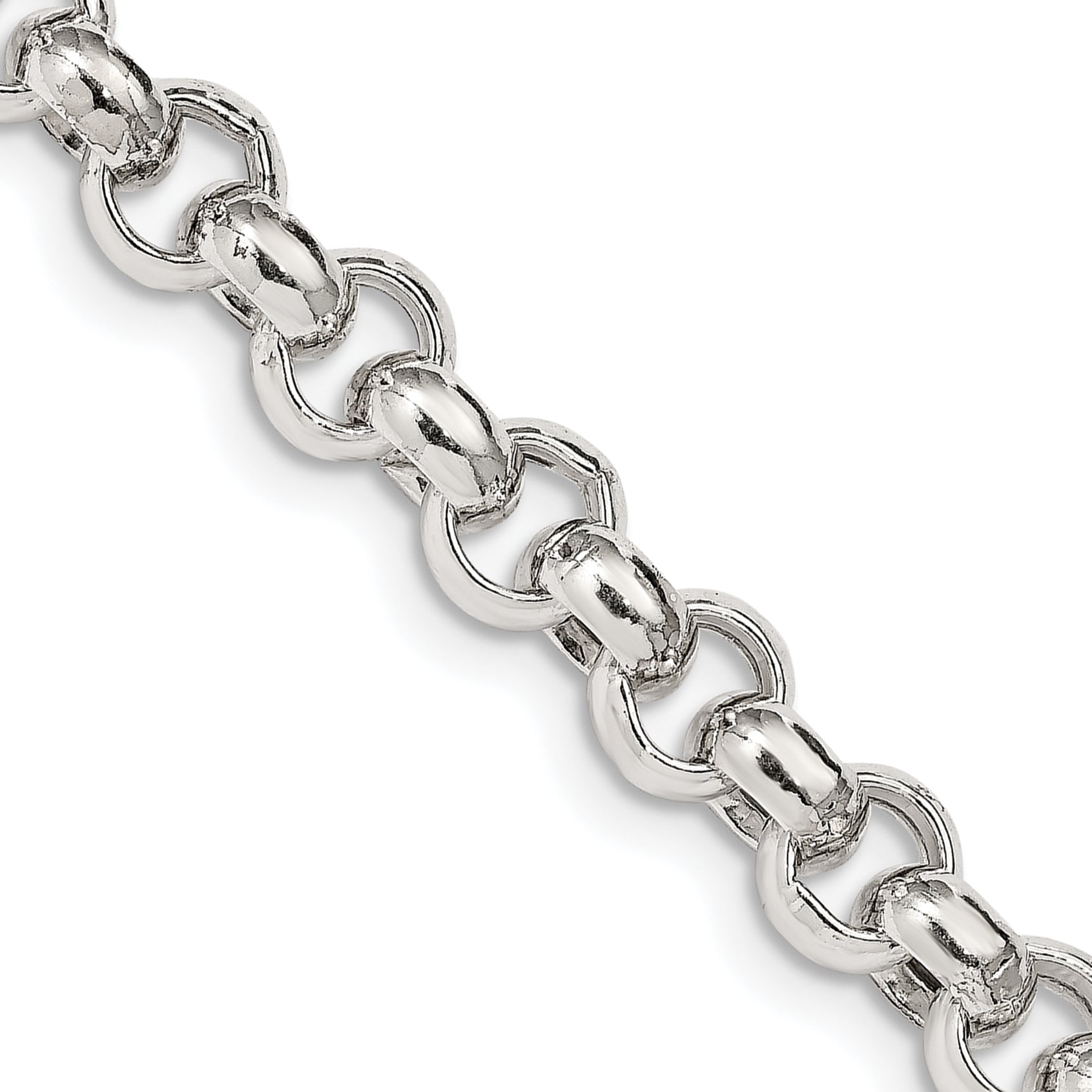 18 Inch Sterling Silver 7.75mm Semi-Solid Rolo Chain Necklace