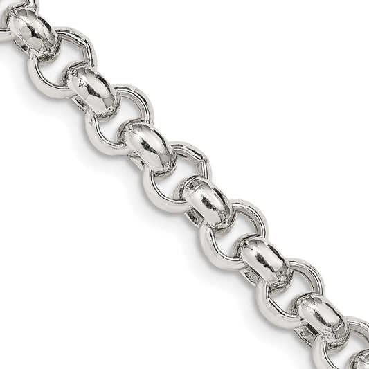 18 Inch Sterling Silver 7.75mm Semi-Solid Rolo Chain Necklace