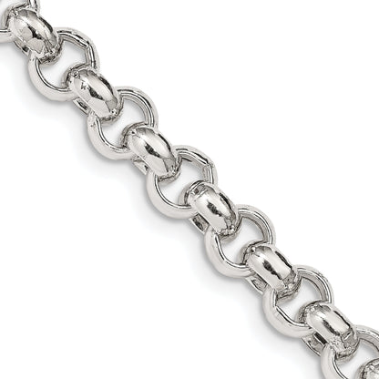 24 Inch Sterling Silver 7.75mm Semi-Solid Rolo Chain Necklace