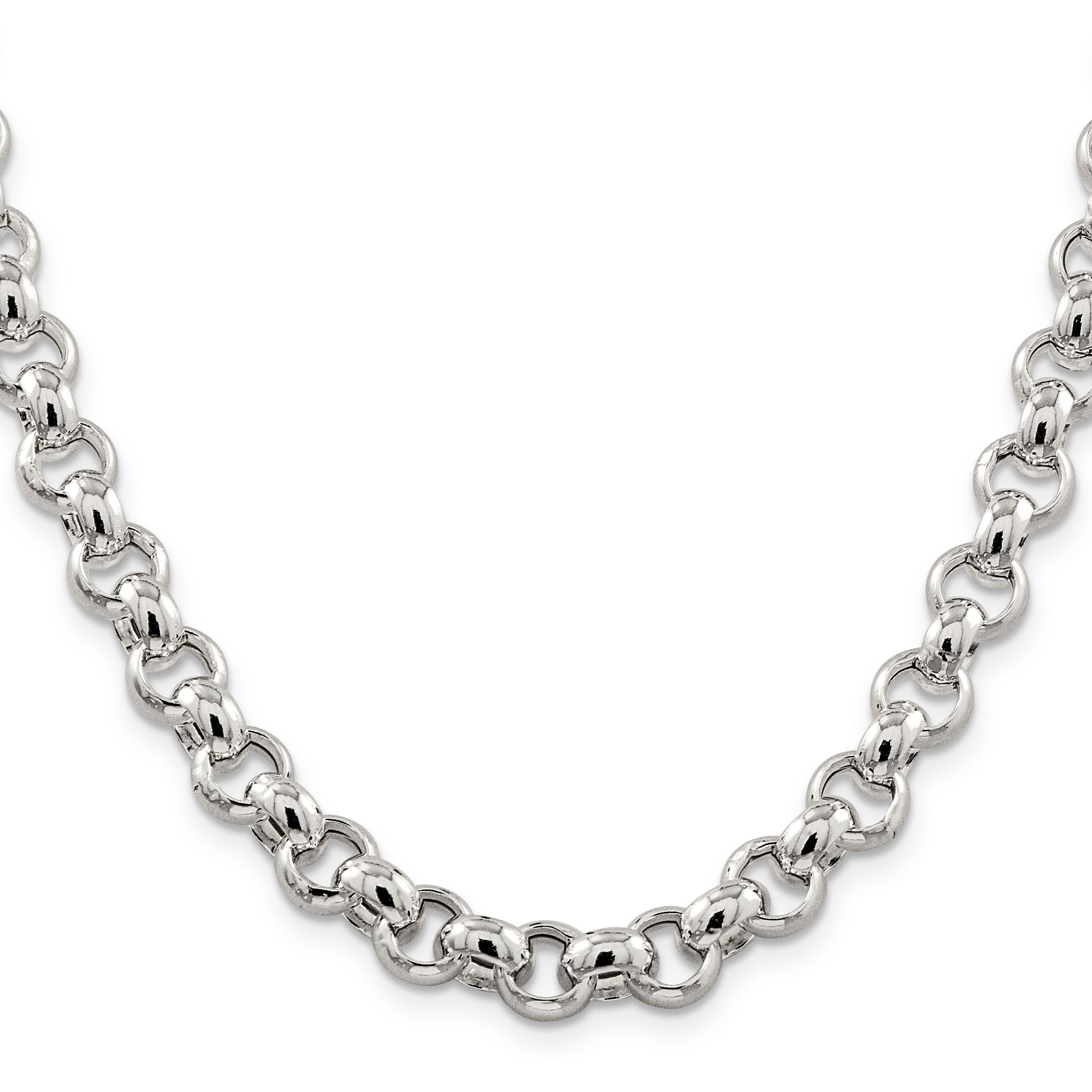 18 Inch Sterling Silver 9.5mm Semi-Solid Rolo Chain Necklace