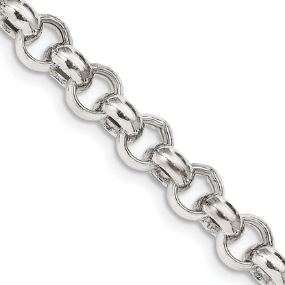 20 Inch Sterling Silver 9.5mm Semi-Solid Rolo Chain Necklace