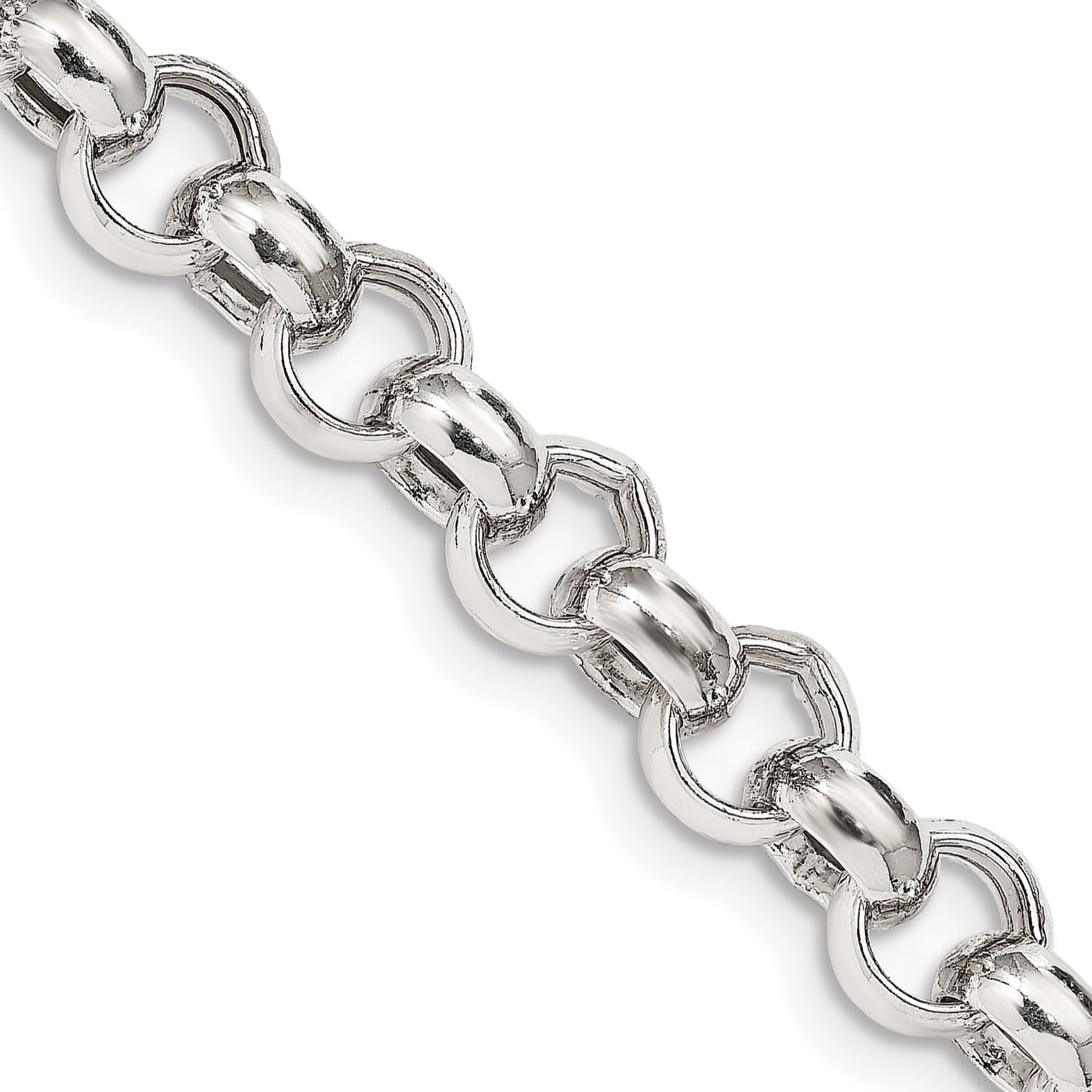 24 Inch Sterling Silver 9.5mm Semi-Solid Rolo Chain Necklace