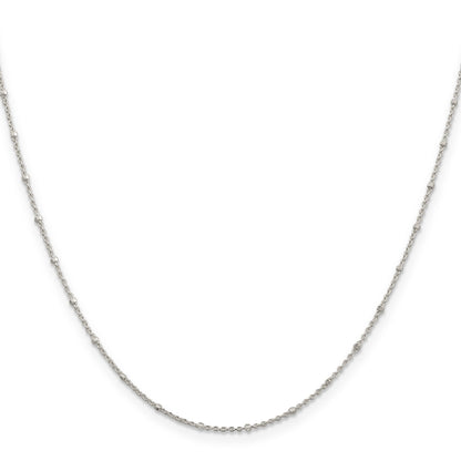 24 Inch Sterling Silver 1.25mm Rolo With Beads Chain Necklace