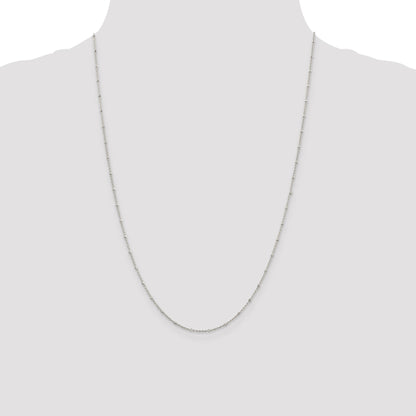 24 Inch Sterling Silver 1.25mm Rolo With Beads Chain Necklace