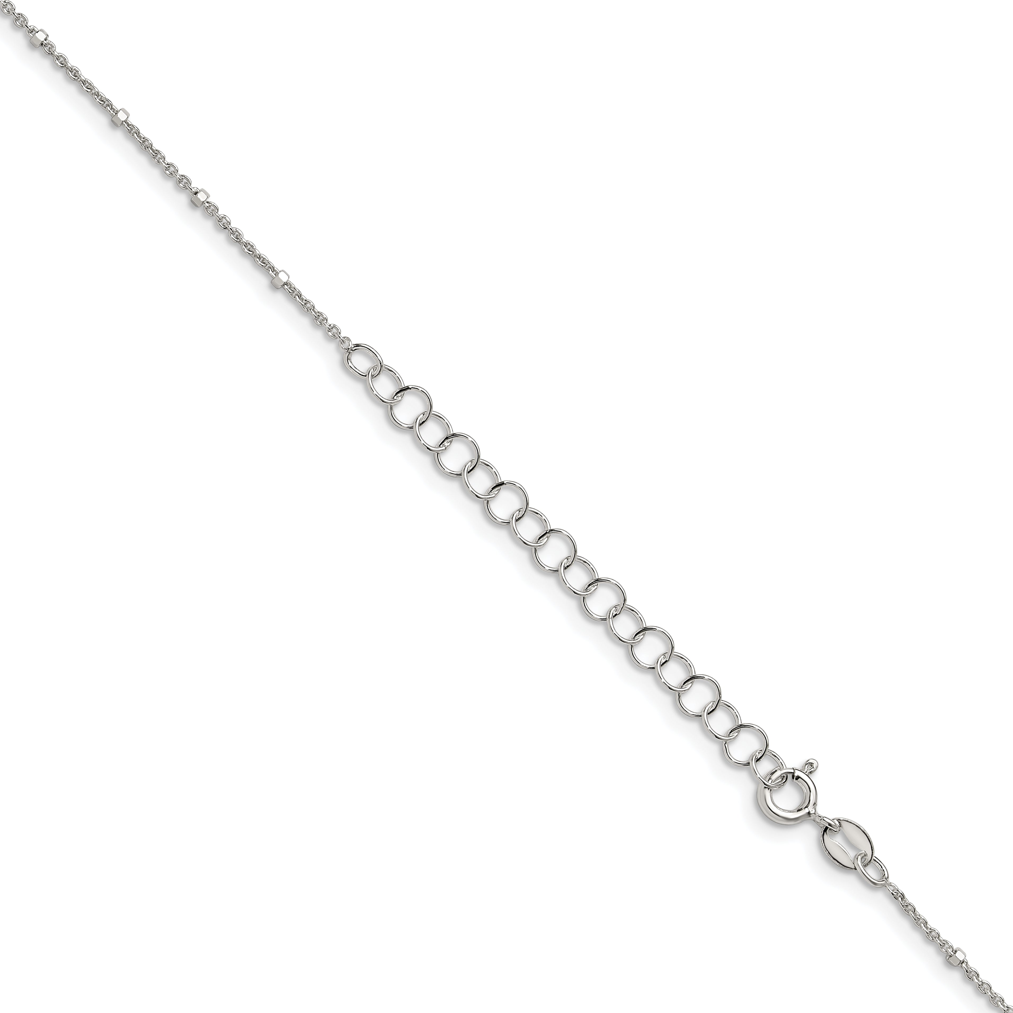 18 Inch Sterling Silver 1.25mm Rolo With Beads Chain W/2In Ext.