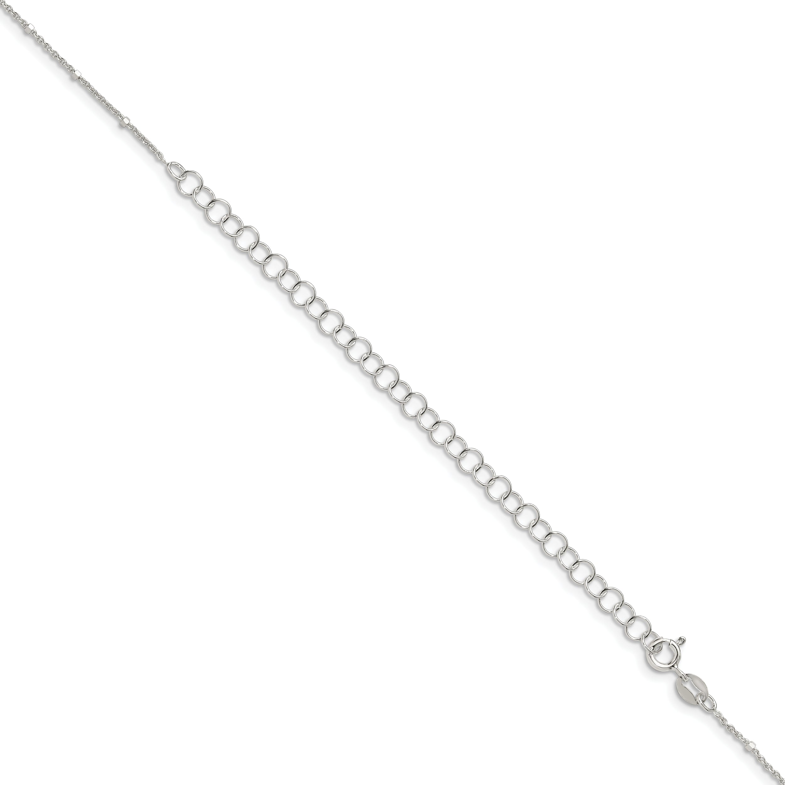 22 Inch Sterling Silver 1.25mm Rolo With Beads Chain W/4In Ext.