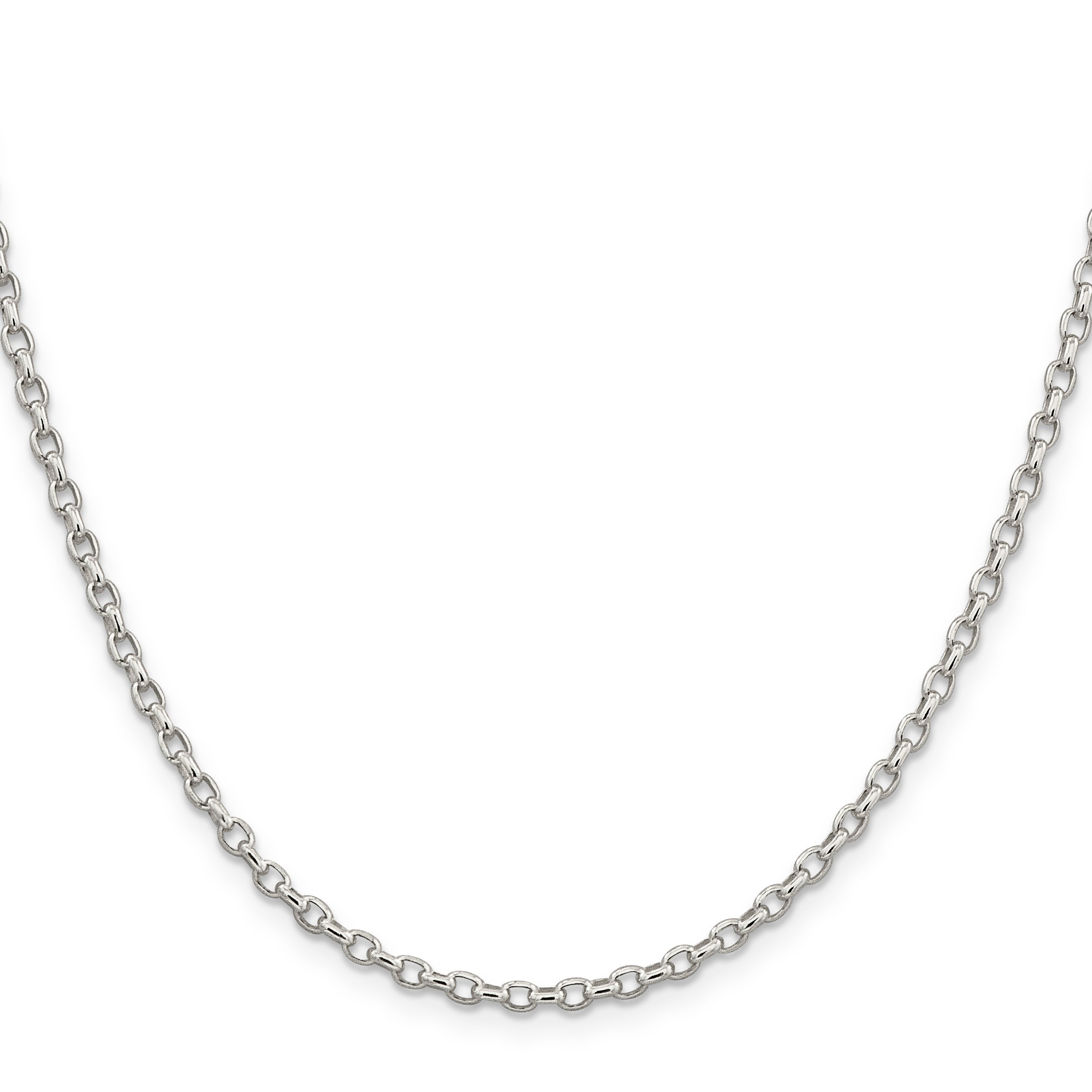 20 Inch Sterling Silver 2.75mm Oval Fancy Rolo Chain Necklace