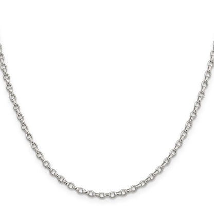26 Inch Sterling Silver 2.75mm Oval Fancy Rolo Chain Necklace