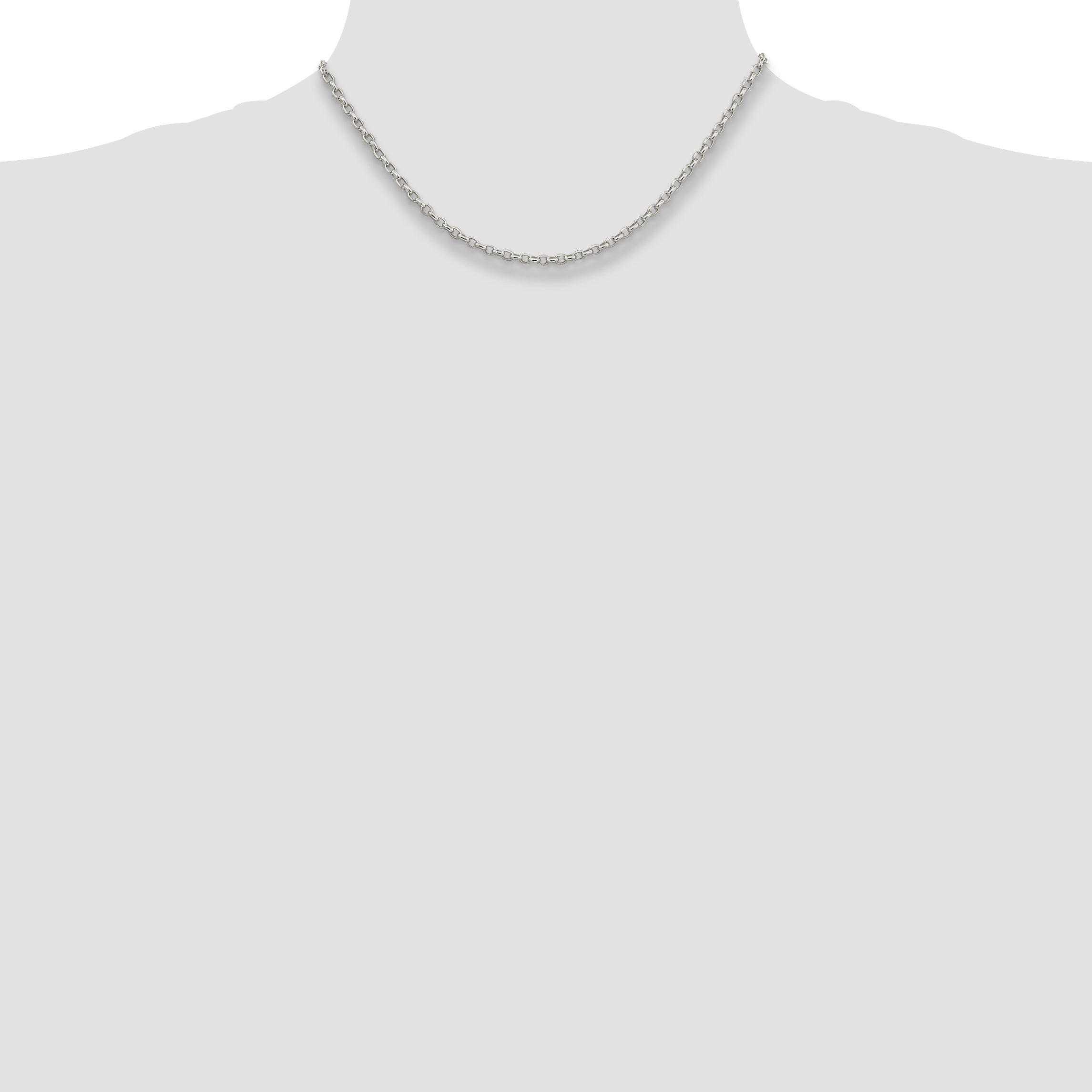 16 Inch Sterling Silver 2.75mm Oval Fancy Rolo Chain Necklace