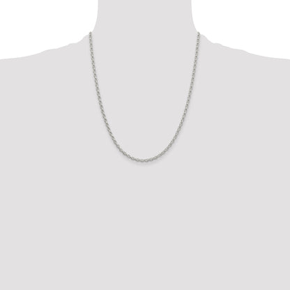 22 Inch Sterling Silver 2.75mm Oval Fancy Rolo Chain Necklace