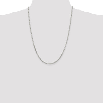 24 Inch Sterling Silver 2.75mm Oval Fancy Rolo Chain Necklace