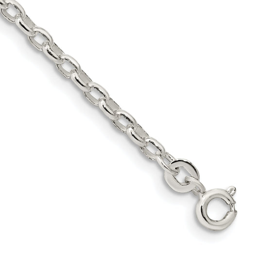 7 Inch Sterling Silver 2.75mm Oval Fancy Rolo Chain Bracelet