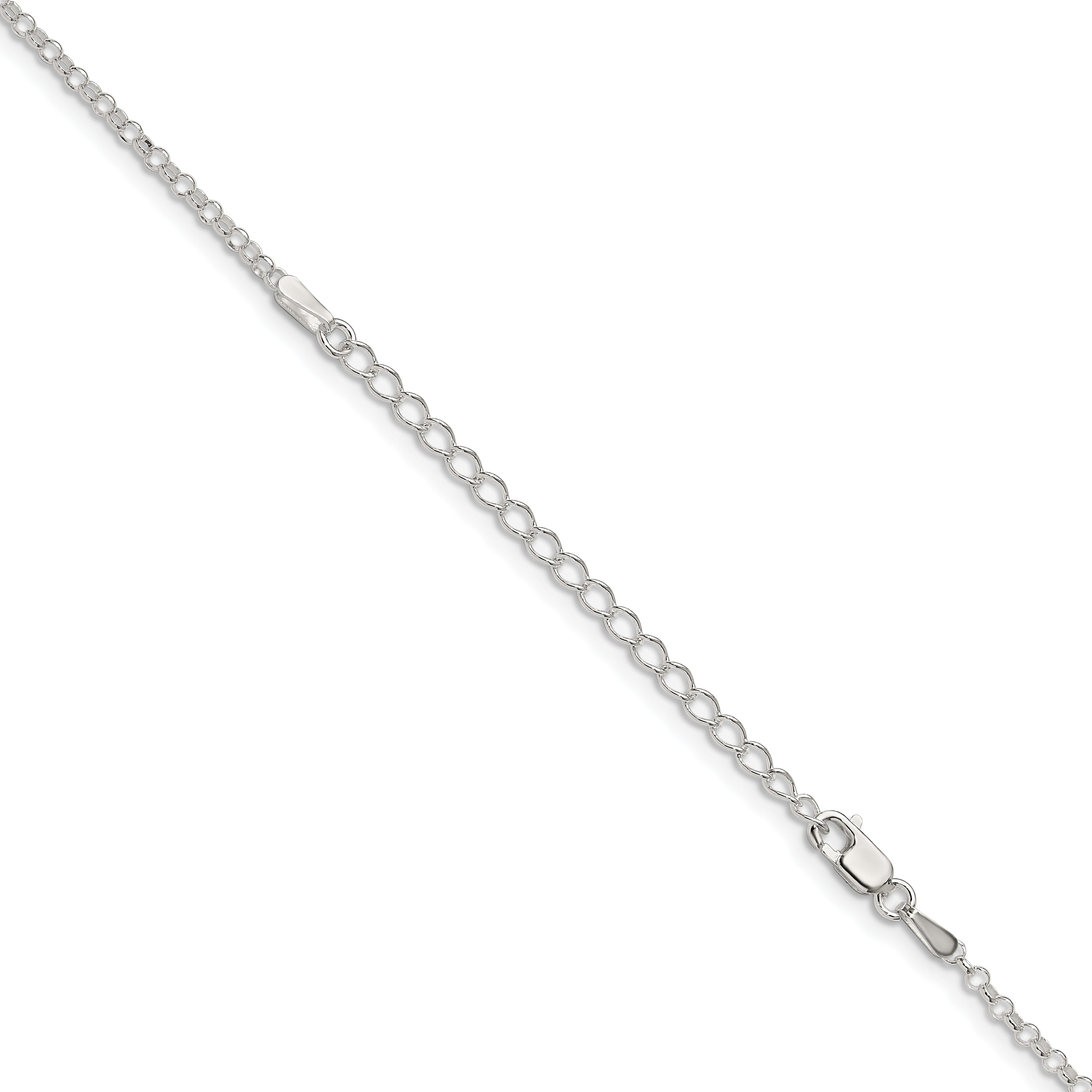 18 Inch Sterling Silver 2mm Rolo Chain W/2In Ext.
