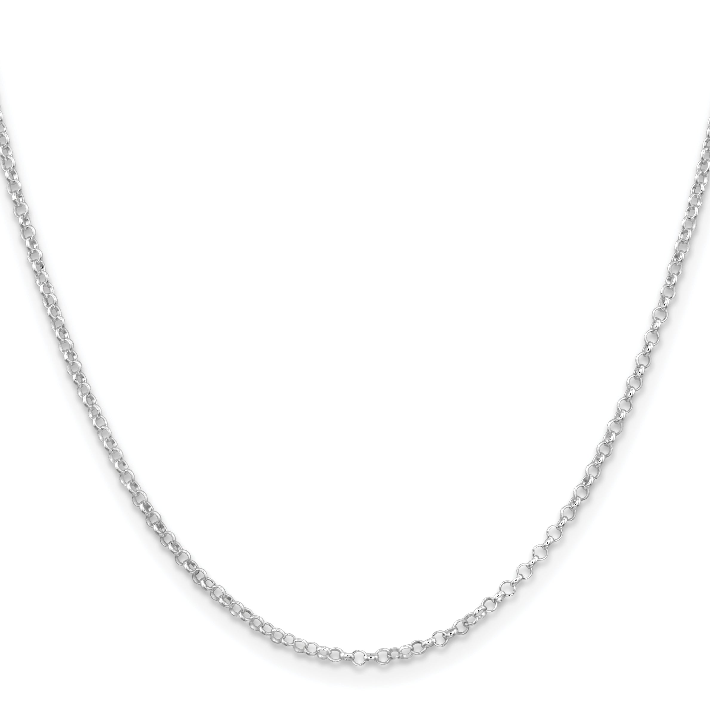 30 Inch Sterling Silver Rhodium-Plated 2mm Rolo Chain Necklace