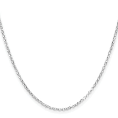 24 Inch Sterling Silver Rhodium-Plated 2mm Rolo Chain Necklace