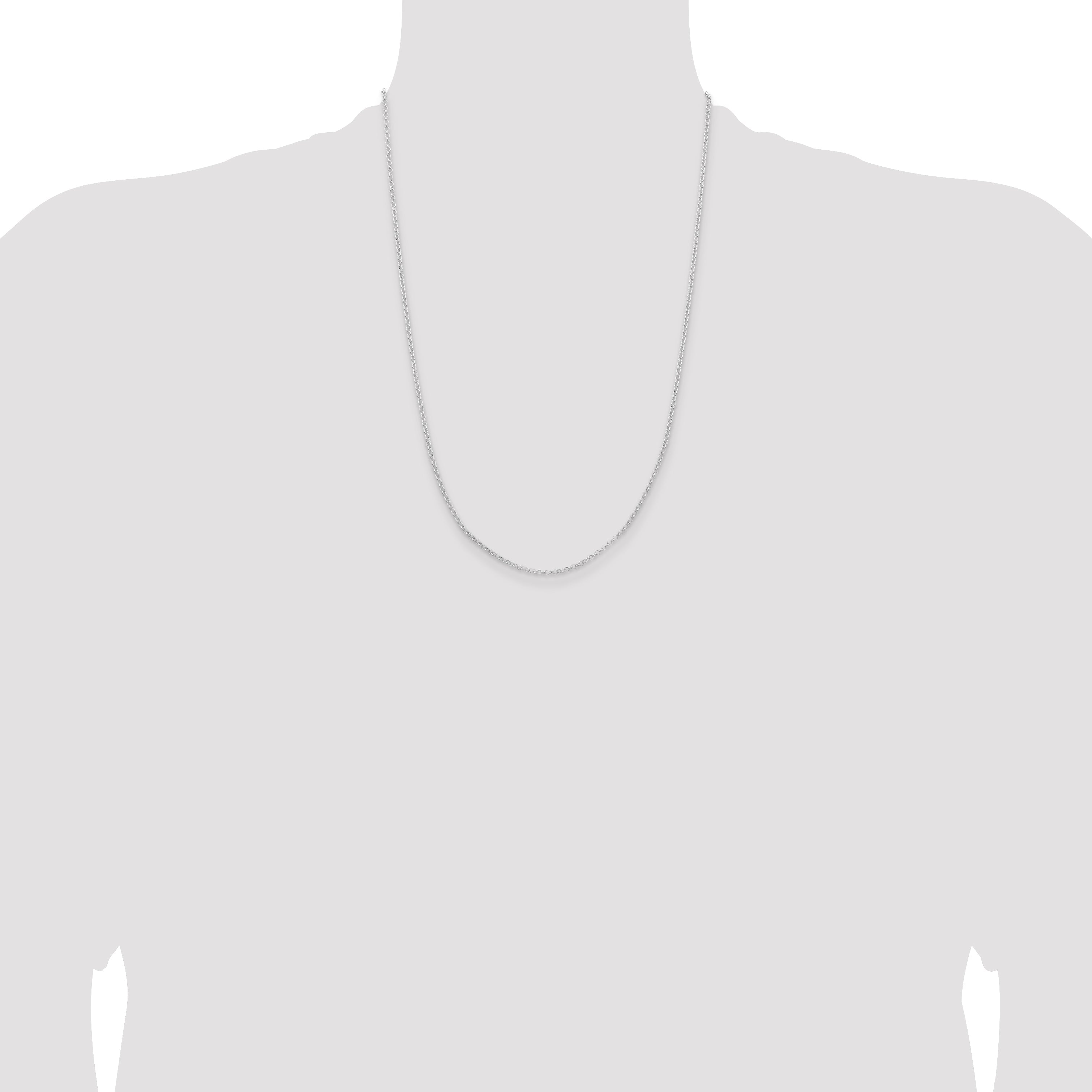 24 Inch Sterling Silver Rhodium-Plated 2mm Rolo Chain Necklace