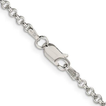 36 Inch Sterling Silver 2.5mm Rolo Chain Necklace