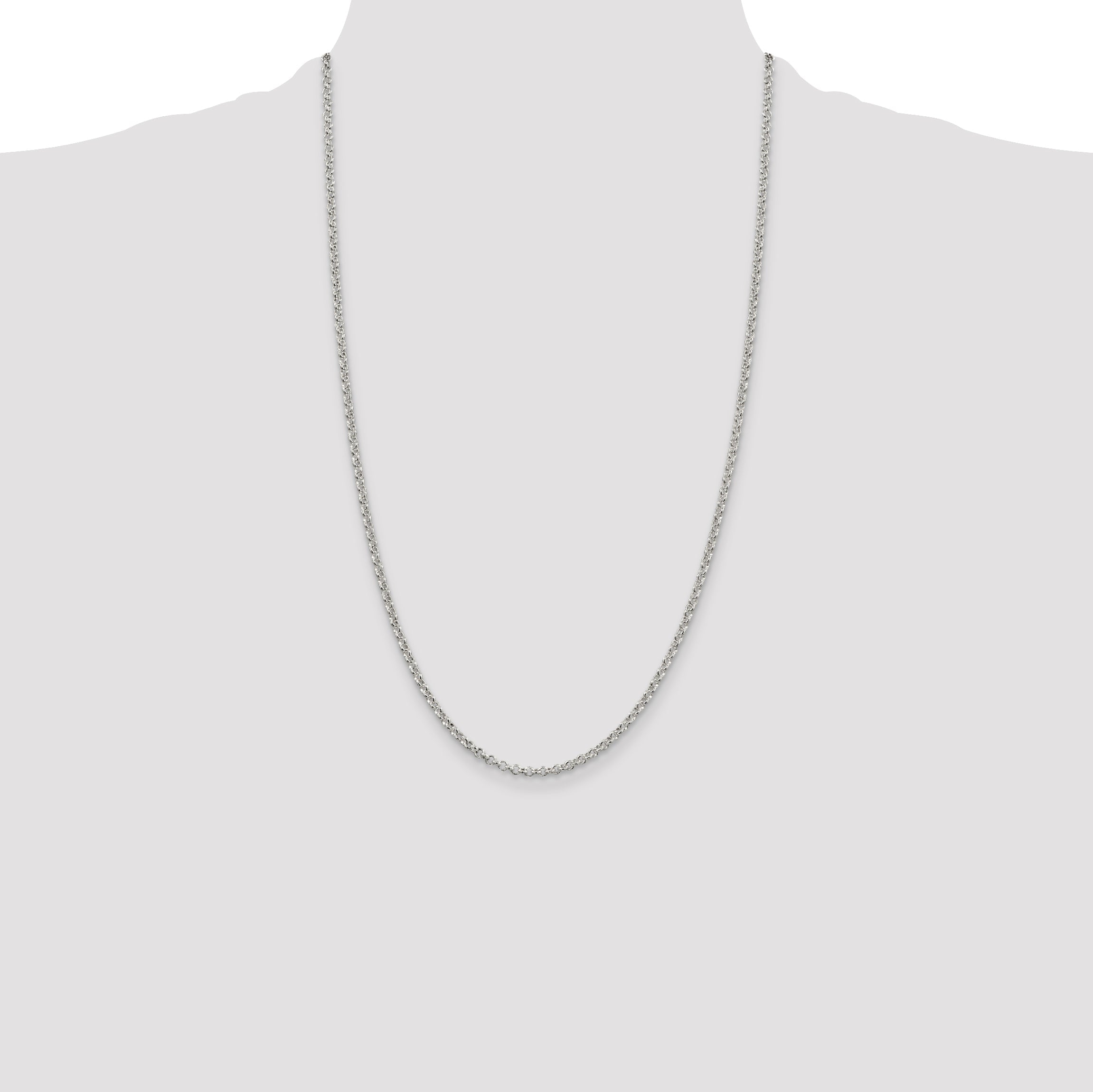 26 Inch Sterling Silver 2.8mm Rolo Chain Necklace