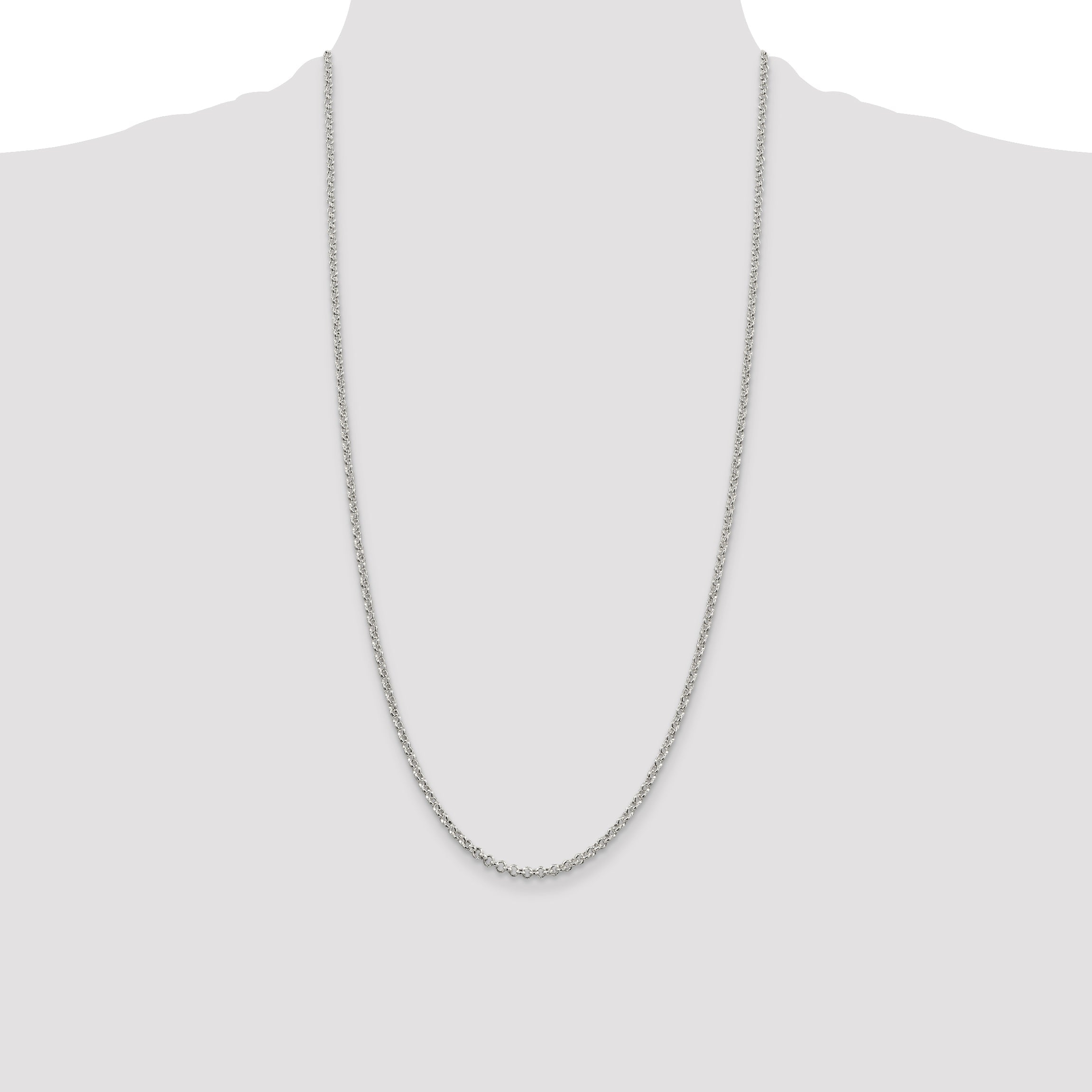 28 Inch Sterling Silver 2.8mm Rolo Chain Necklace